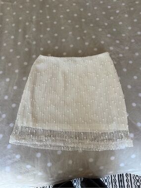Princess Polly Cream White Beaded Mini Skirt